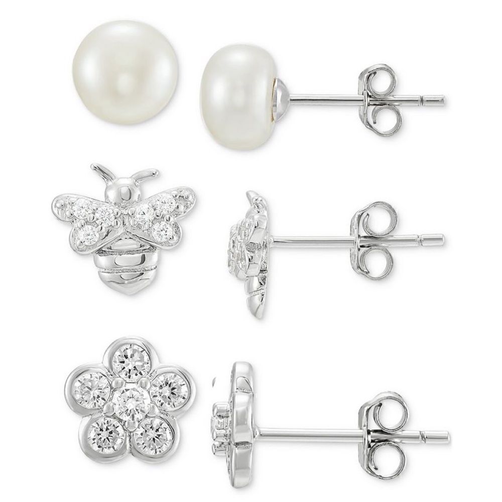 Giani Bernini Sterling Silver Cultured Freshwater Pearl Cubic Zirconia Earrings